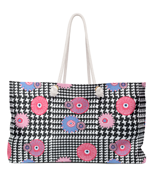 Floral Plaid Tote Bag