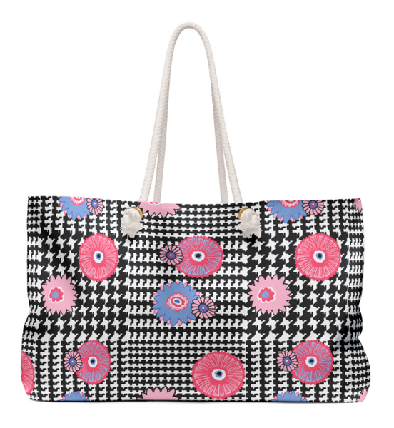 Floral Plaid Tote Bag