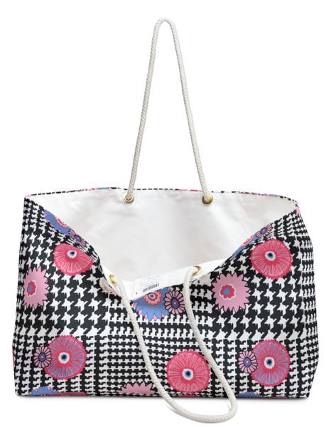 Floral Plaid Tote Bag