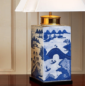 Blue Canton Large Tea Jar Lamp