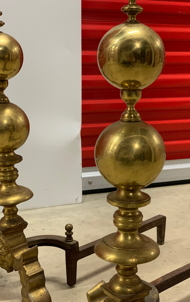 American Brass Andirons - a Pair