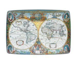 World Map Hondius Rectangle Tray (Large)