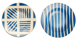Pair of Contemporary Blue Geometric Plates
