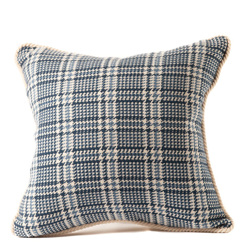 Blue and White Plaid Throw Pillow