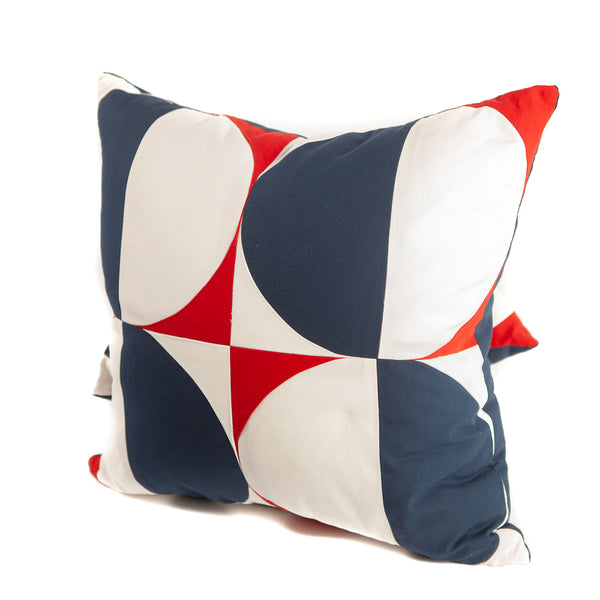 Half Moon Pattern Throw Pillows in Red, White and Navy
