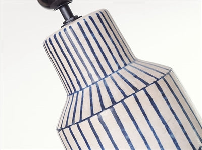 Modern Blue Pinstripe Ceramic Lamp