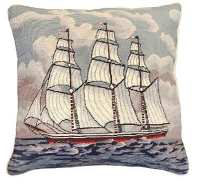 Needlepoint Pillow, Tall Ship