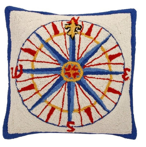 Primary Nautical Compass Throw Pillow