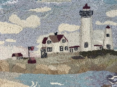 Antique Hooked Lighthouse Wall Hanging