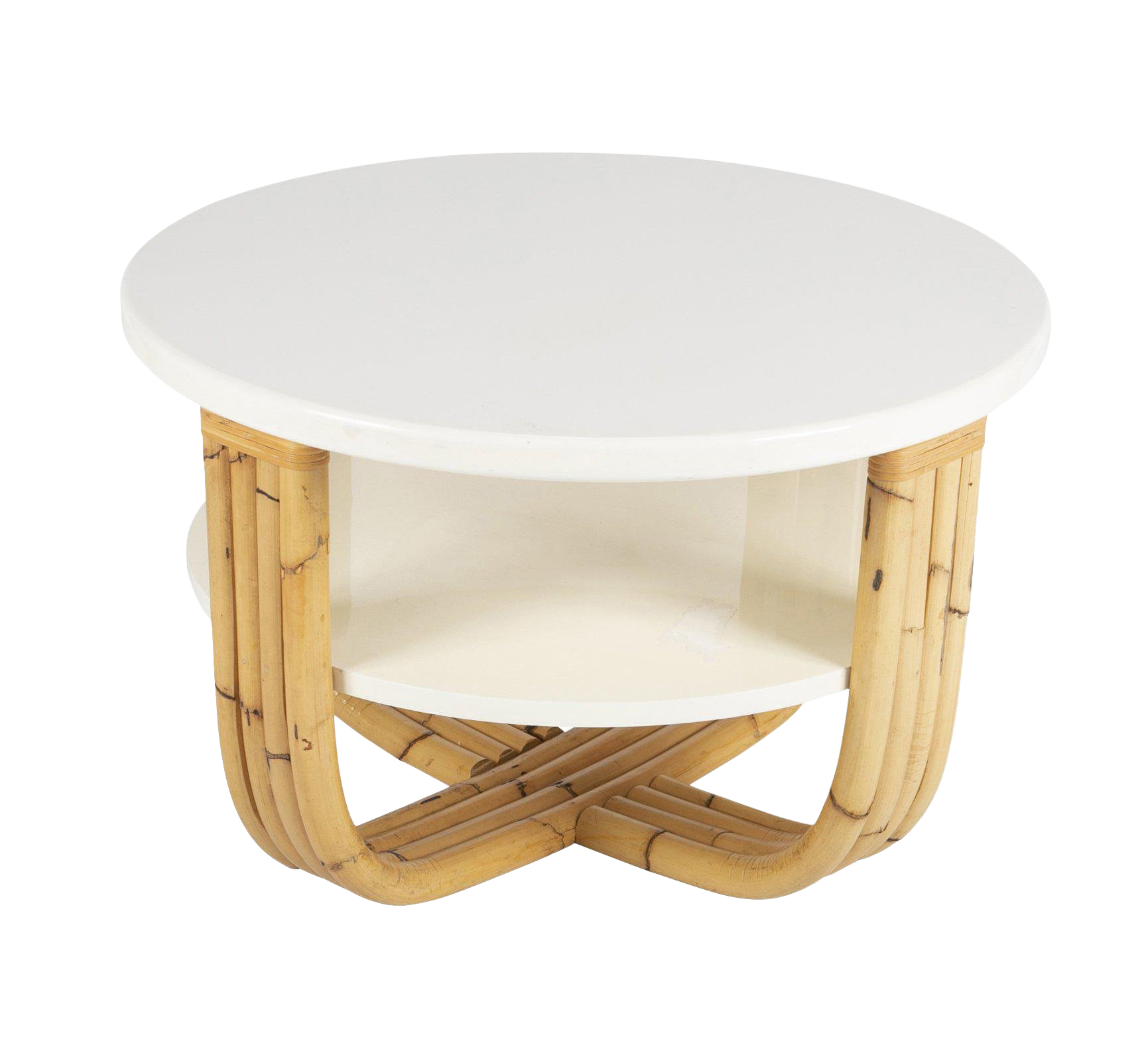 Bielecky Brothers Rattan & Cream Lacquer Cocktail Table
