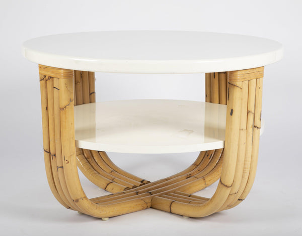 Bielecky Brothers Rattan & Cream Lacquer Cocktail Table