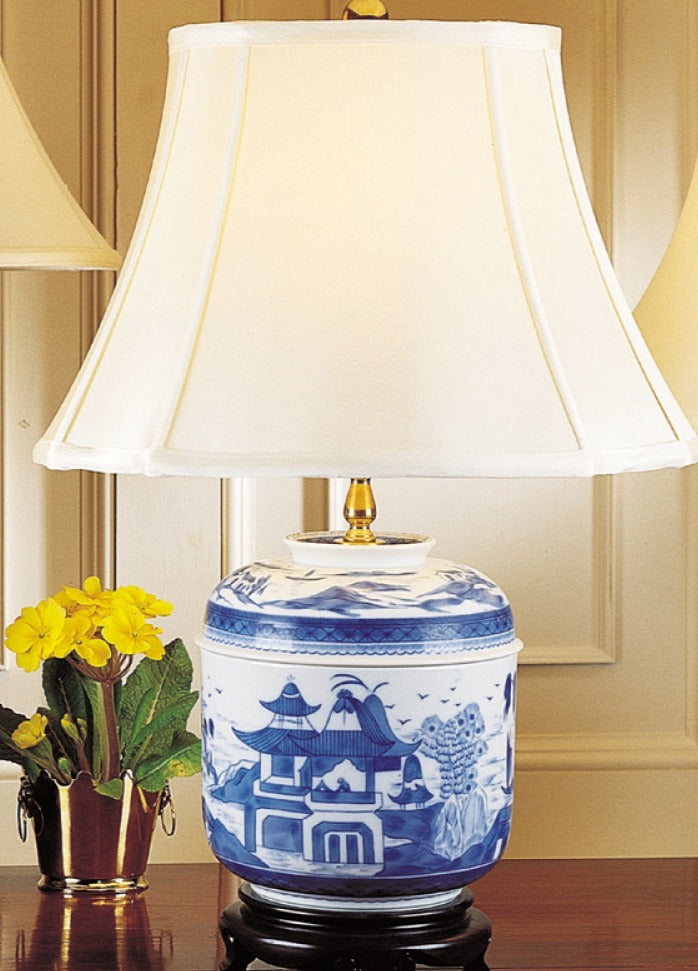 Blue Canton Temple Jar Lamp