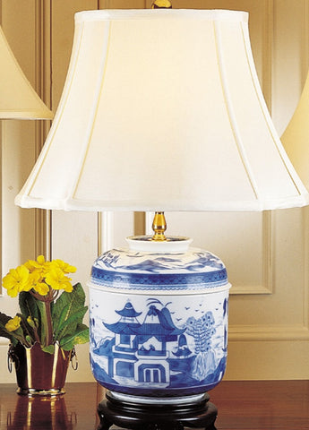 Blue Canton Temple Jar Lamp