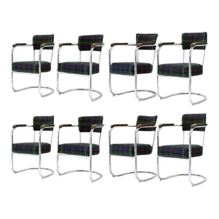 Set of 8 Art Deco Kem Weber style Accent Chairs for Lloyd