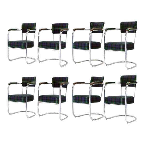 Set of 8 Art Deco Kem Weber style Accent Chairs for Lloyd